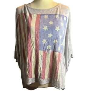 Haute Hippie American Flag Batwing Top 100% Modal Made In USA, Oversized Small